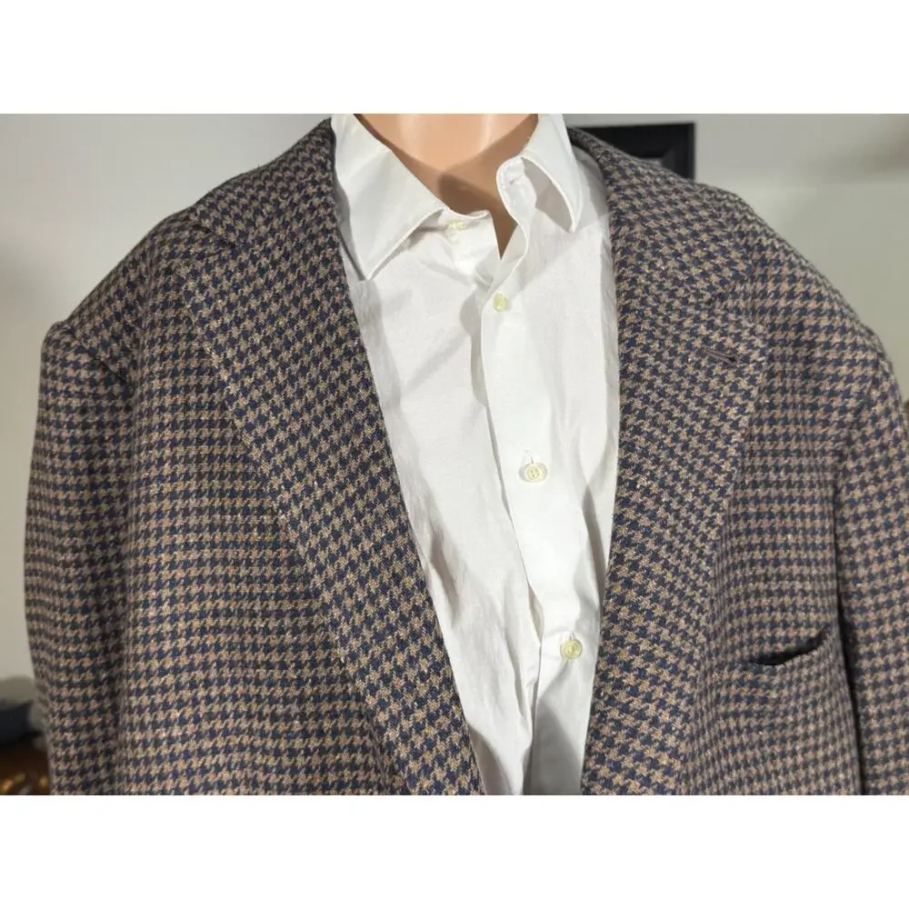Brunello Cucinelli Houndstooth 64 54RUS Wool Cashmere Tweed Flannel XXXL Blazer